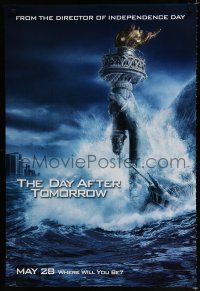 8c209 DAY AFTER TOMORROW style AW teaser DS 1sh '04 Statue of Liberty buried in tidal wave!