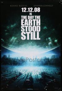 8c210 DAY THE EARTH STOOD STILL style A teaser DS 1sh '08 Keanu Reeves, cool sci-fi image!