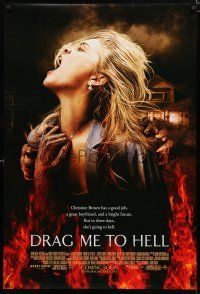 8c231 DRAG ME TO HELL advance DS 1sh '09 Sam Raimi horror, Lohman being dragged down into flames!