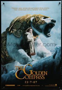 8c307 GOLDEN COMPASS teaser DS 1sh '07 Nicole Kidman, Daniel Craig, Dakota Blue Richards w/bear!