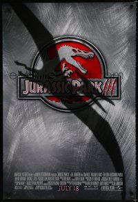 8c418 JURASSIC PARK 3 advance DS 1sh '01 cool dinosaur artwork, from the novel by Michael Crichton!
