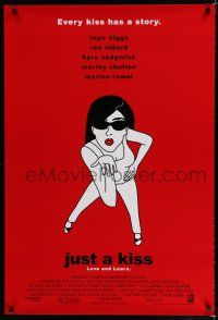 8c419 JUST A KISS red style 1sh '02 Fisher Stevens directed, every kiss has a story!