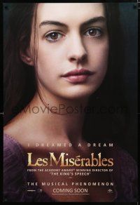 8c463 LES MISERABLES teaser DS 1sh '12 huge close-up of pretty Anne Hathaway!