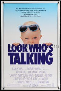 8c474 LOOK WHO'S TALKING 1sh '90 John Travolta & Kirstie Alley have talking babies!