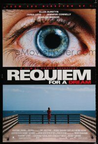 8c630 REQUIEM FOR A DREAM DS 1sh '00 addicts Jared Leto & Jennifer Connelly, cool eye image!