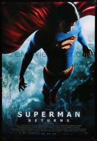 8c731 SUPERMAN RETURNS advance DS 1sh '06 Bryan Singer, image of Brandon Routh in costume!
