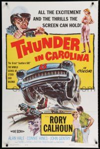 8c761 THUNDER IN CAROLINA 1sh '60 Rory Calhoun, artwork of the World Series of stock car racing!