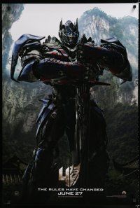 8c778 TRANSFORMERS: AGE OF EXTINCTION teaser DS 1sh '14 cool image of Optimus Prime!