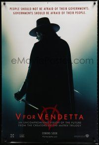 8c807 V FOR VENDETTA teaser DS 1sh '05 Wachowski, governments should be afraid of their people!