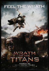 8c843 WRATH OF THE TITANS teaser DS 1sh '12 image of Sam Worthington vs enormous titan!