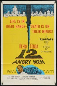 8e002 12 ANGRY MEN 1sh '57 Henry Fonda, Sidney Lumet jury classic, life is in their hands!