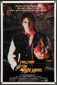 8e031 ALL THE RIGHT MOVES 1sh '83 close up of high school football player Tom Cruise!