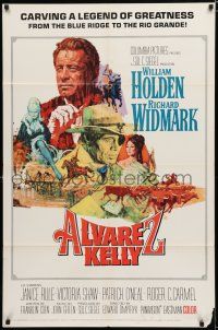 8e037 ALVAREZ KELLY 1sh '66 adventurer William Holden & Colonel Richard Widmark, Robert Abbett art!
