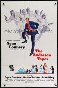 8e043 ANDERSON TAPES 1sh '71 art of Sean Connery & gang of masked robbers, Sidney Lumet