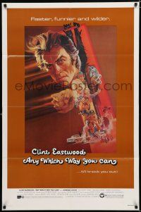 8e048 ANY WHICH WAY YOU CAN 1sh '80 cool artwork of Clint Eastwood by Bob Peak!