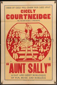8e058 AUNT SALLY 1sh '34 Cicely Courtneidge, gay and giddy burlesque of fun, music & romance!