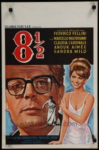 8g535 8 1/2 Belgian '63 Federico Fellini classic, Marcello Mastroianni & sexy Claudia Cardinale!