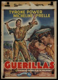 8g537 AMERICAN GUERRILLA IN THE PHILIPPINES Belgian '50 art of Tyrone Power & Micheline Prelle!