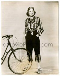 8h072 ALEXIS SMITH 7.5x9.5 still '49 great portrait wearing black & plaid by cool bicycle!