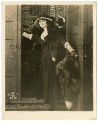 8h137 BILLIE BURKE deluxe 8x10 still '16 full-length standing in doorway wearing real fox fur!