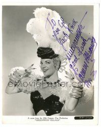 8h002 CARMEN MIRANDA signed 8x10 still '44 c/u in outrageous outfit from Greenwich Village!