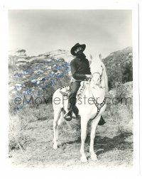 8h014 CHARLES STARRETT signed 8x10 REPRO still '80s as The Durango Kid on horseback!