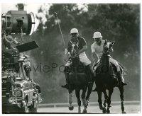 8h332 FUNNY LADY candid deluxe 8x10 still '75 Omar Sharif being filmed while playing polo!