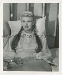 8h351 GINGER ROGERS 8.25x10 still '43 close up in bed with pigtails from Tender Comrade by Miehle!
