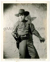 8h494 JOHNNY MACK BROWN 8.25x10 still '42 full-length cowboy portrait with his gun drawn!