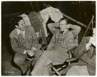 8h499 JOURNEY INTO FEAR candid 7.25x9.25 still '42 Orson Welles & Joseph Cotten laughing on set!