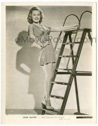 8h512 JUNE HAVER 8x10.25 still '40s super sexy portrait in skimpy dress posing on ladder!