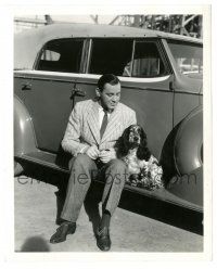 8h599 MAD ABOUT MUSIC candid 8.25x10 still '38 Herbert Marshall sits with his pet dog by Freulich!