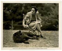 8h636 MERLE OBERON 8.25x10 still '45 relaxing with her faithful dog on set of This Love of Ours!