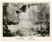 8h750 RODAN 8x10.25 still '56 cool image of The Flying Monster over collapsing bridge in Fukuoka!