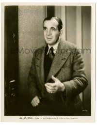 8h770 SAY IT WITH SONGS 8x10.25 still '29 great close up of Al Jolson wearing suit & coat!