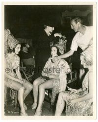 8h824 STAGE DOOR candid 8x10 still '37 visitor Basil Rathbone talking to showgirls on set by Miehle!