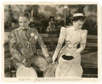 8h842 STRAWBERRY BLONDE 8.25x10 still '41 bashful Olivia De Havilland & James Cagney on bench!