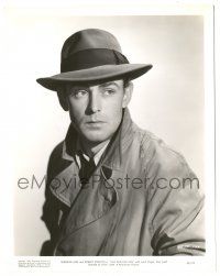 8h881 THIS GUN FOR HIRE 8x10.25 still '42 best close up of Alan Ladd wearing hat & trench coat!