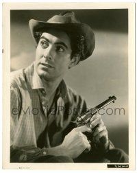8h921 TYRONE POWER 8x10 still '39 great image of the leading man holding gun from Jesse James!