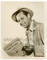8h973 WILLIAM HOLDEN 8x10.25 still '52 great close up as race track better with Daily Racing Form!