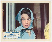 8h035 CHARADE color English FOH LC '63 close up of Audrey Hepburn taking off her sunglasses!