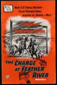 8k380 CHARGE AT FEATHER RIVER pressbook '53 great cowboy western 3-D artwork!
