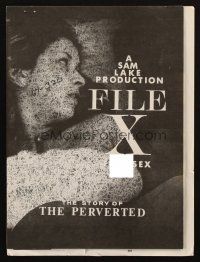 8k459 FILE X FOR SEX pressbook '67 The Story of the Perverted, sexy images!