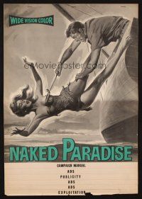 8k639 NAKED PARADISE pressbook '57 art of sexy falling Beverly Garland caught by hook!