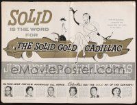 8k737 SOLID GOLD CADILLAC pressbook '56 wacky art of Judy Holliday & Paul Douglas in car!