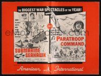 8k760 SUBMARINE SEAHAWK/PARATROOP COMMAND pressbook '59 cool AIP World War II double-bill!