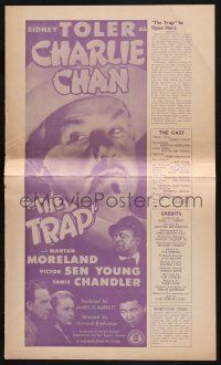 8k801 TRAP pressbook '46 Sidney Toler as Charlie Chan, Mantan Moreland, Victor Sen Young