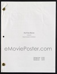 8k103 FAR FROM HEAVEN revised shooting script October 5, 2001, screenplay by Todd Haynes!