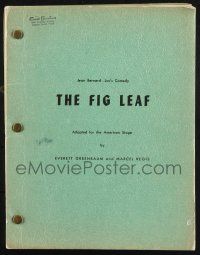 8k106 FIG LEAF stage play script '60s written by Everett Greenbaum & Marcel Regis!