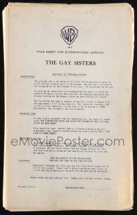8k116 GAY SISTERS superimposed version script '42 screenplay by Lenore Coffee!